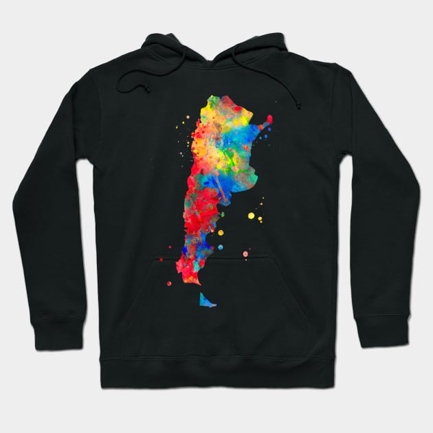 Argentina Watercolor Map Painting Hoodie by Miao Miao Design